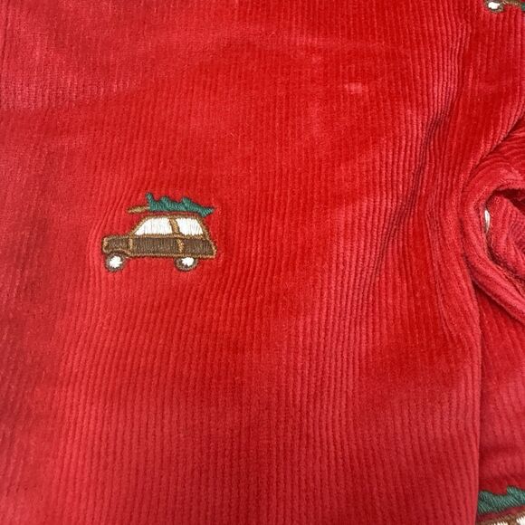 Classic Prep Tucker Longall 0-3M Red Christmas Tree Embroidery Corduroy Jumpsuit - Picture 3 of 13